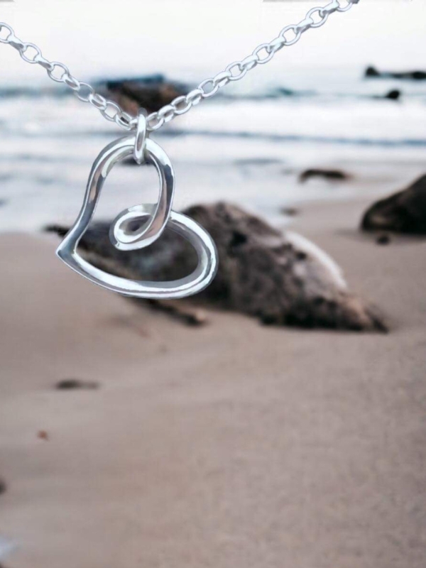 sterling silver heart shaped pendant on silver chain silver in gower by kieran